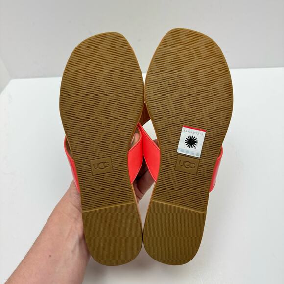 Ugg NWOB Tuolumne Coral Patent Leather Cushioned Summer Flip Flop Sandals - Picture 11 of 11